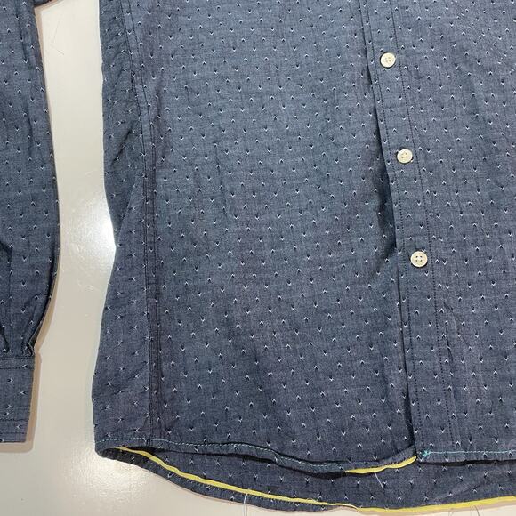 Descendant Of Thieves Dres Ladro Men’s Button Up Shirt Blue Geometric Medium 247 - Picture 2 of 8